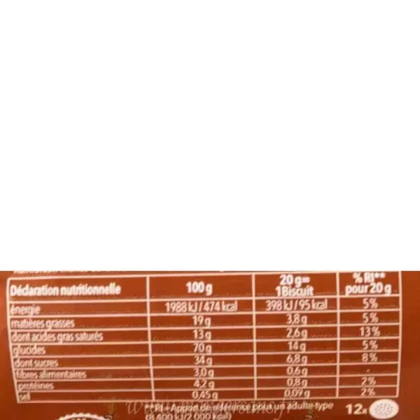 Valeurs nutritionnelles Biscuits goûter crème cacao (anciennement Sorrisi) Schar