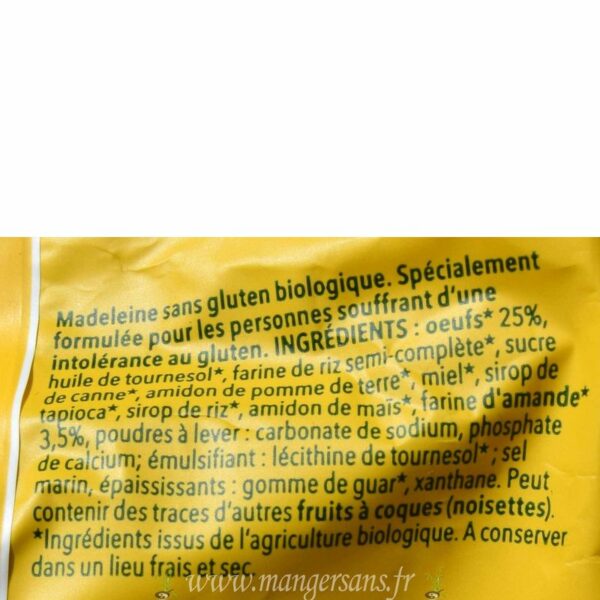 Ingrédients Bio madeleines nature Schar Bio
