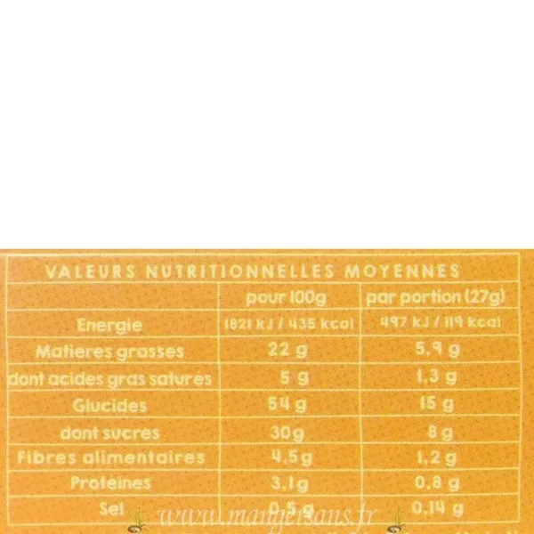 Valeurs nutritionnelles Le moelleux pépites Matatie