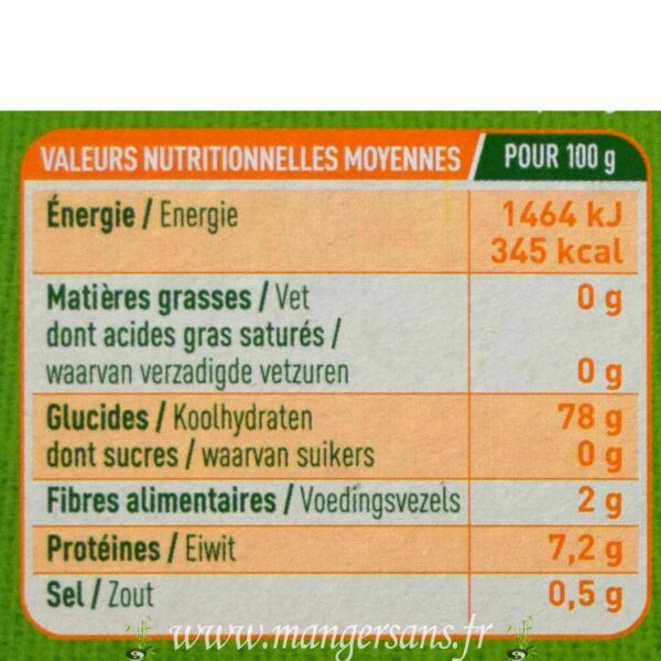 Valeurs nutritionnelles Couscous de riz Valpibio