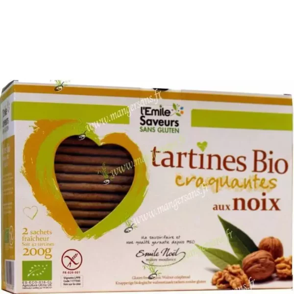 Zoom Tartines bio craquantes aux noix (2 x 100 g) Emile Noël