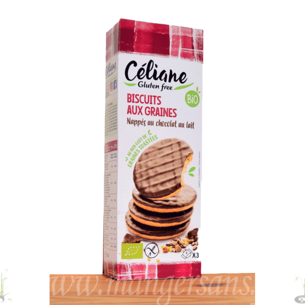 Biscuits aux graines Celiane nappés chocolat au lait