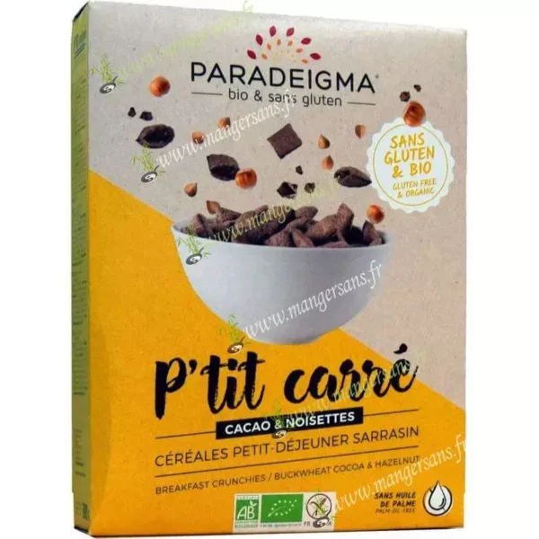 Zoom Ptit carré croquant cacao fourré noisette Paradeigma