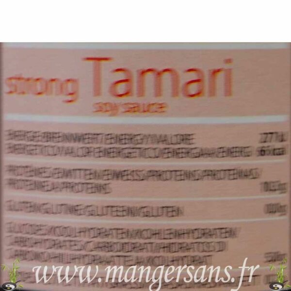 Valeurs nutritionnelles Sauce soja Strong Tamari (1 L.) Lima