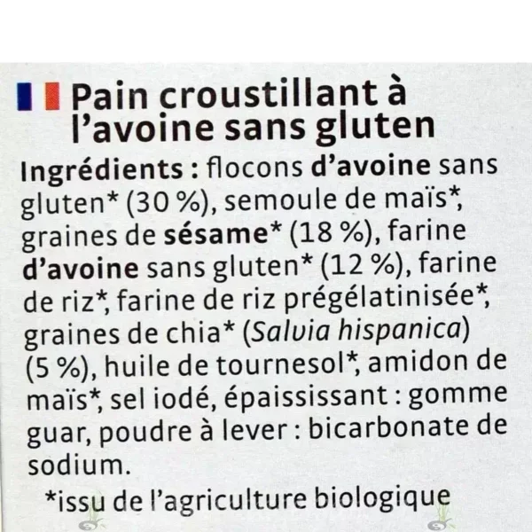 Ingrédients Croq avoine sésame chia Pural