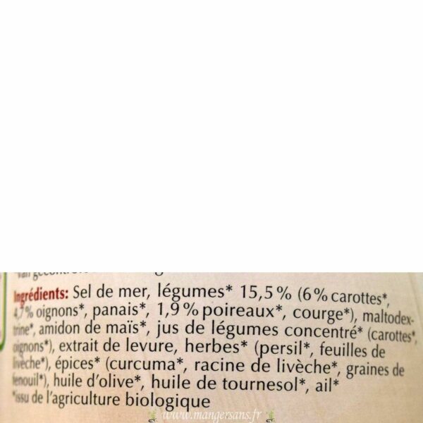 Ingrédients Bouillon végétal Cenovis