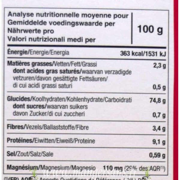 Valeurs nutritionnelles Tartines craquantes multi céréales (riz sarrasin millet) Le pain des fleurs