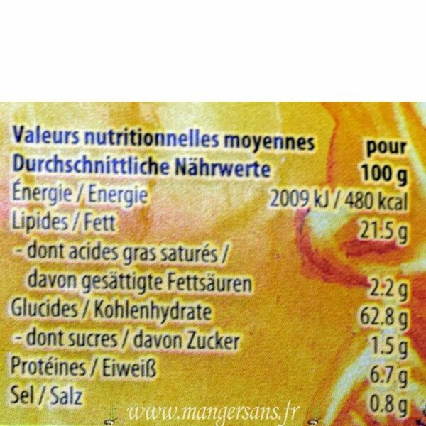 Valeurs nutritionnelles Chips de maïs nature Pural