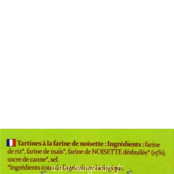 Ingrédients Tartines craquantes à la noisette (GM) Emile Noël