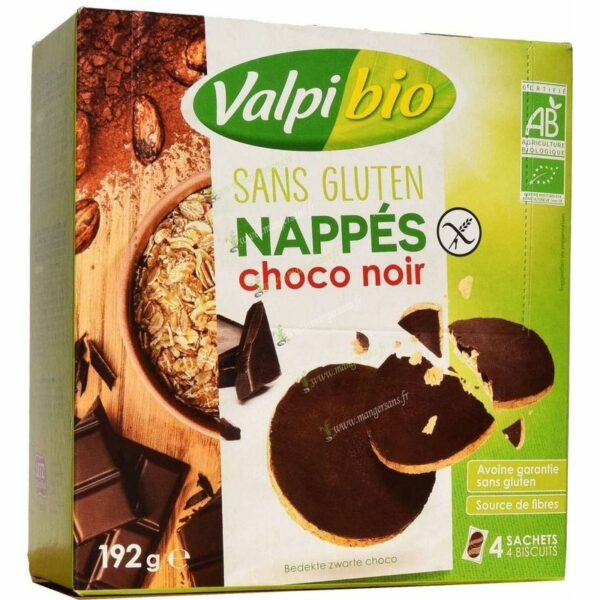 Zoom Biscuits nappés choco noir (4 x 4 biscuits) Valpibio