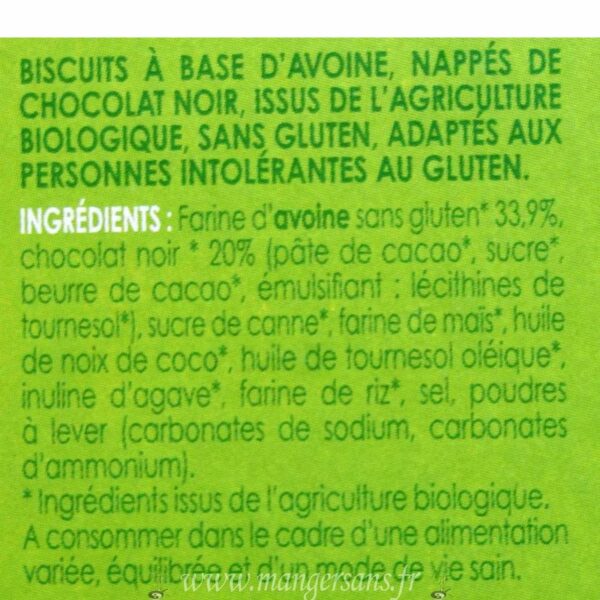 Ingrédients Biscuits nappés choco noir (4 x 4 biscuits) Valpibio