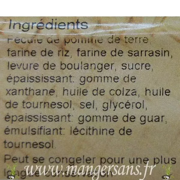 Ingrédients Baguettes rustiques Glutabye