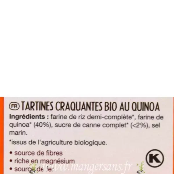 Ingrédients Tartines craquantes au quinoa Le pain des fleurs