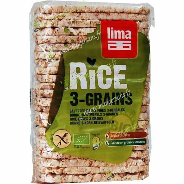 Zoom Galettes de riz fines trois céréales Lima