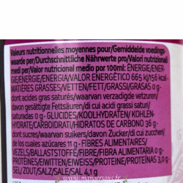 Valeurs nutritionnelles Sauce soja douce Teriyaki (250 ml.) Lima