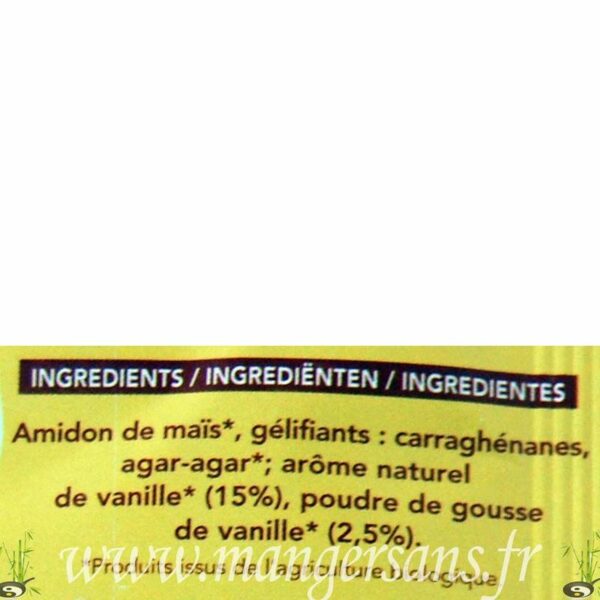 Ingrédients Bioflan vanille sans sucre (2 x 1/4 L) Natali