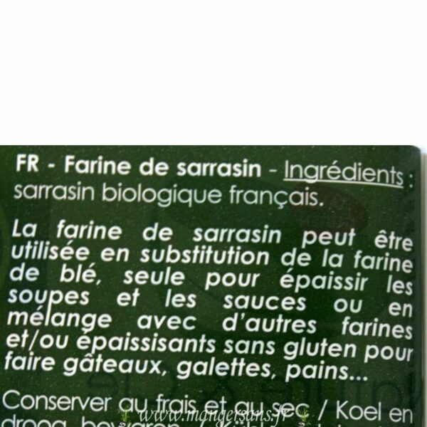 Ingrédients Farine de sarrasin Nature et Cie
