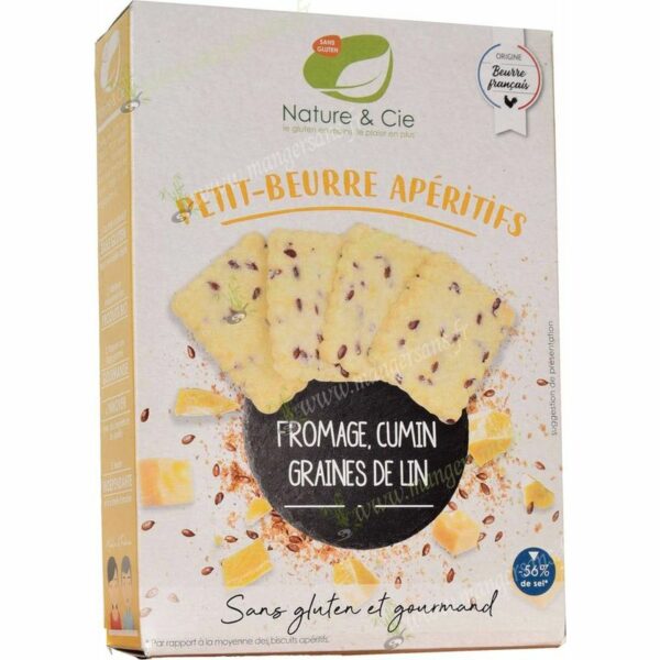 Zoom Petit beurre apéritifs fromage cumin graines de lin Nature et Cie