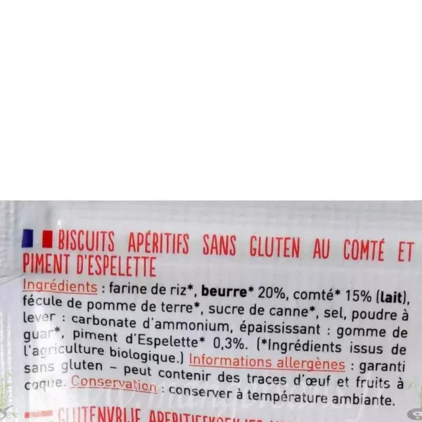 Ingrédients Petit beurre apéritifs comté piment d'espelette Nature et Cie