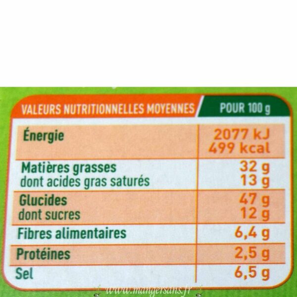 Valeurs nutritionnelles Bouillons de légumes 6 cubes Valpibio