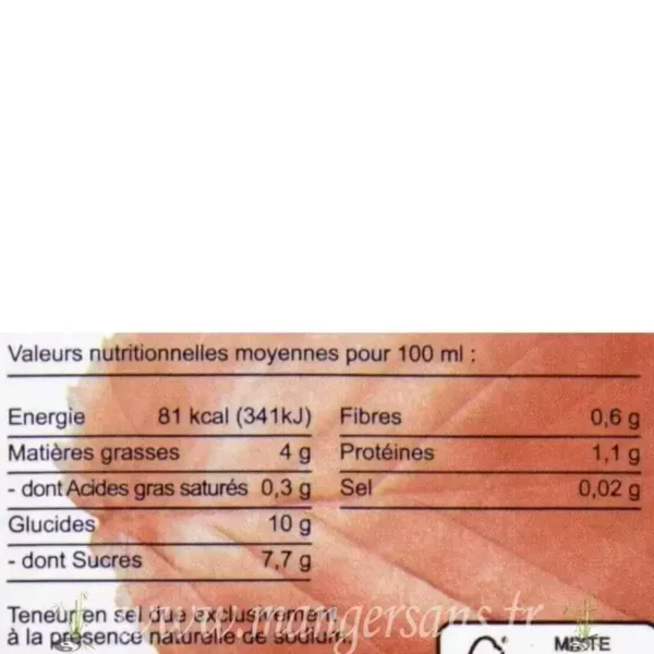 Valeurs nutritionnelles Amandina noisettes Perlamande