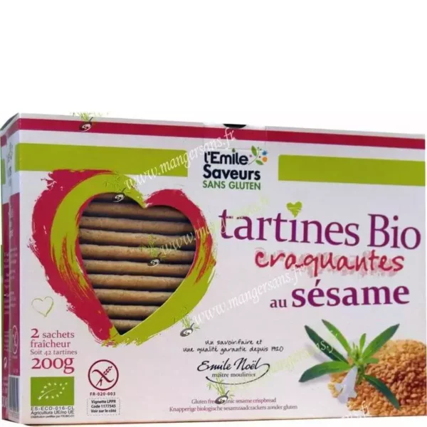 Zoom Tartines bio craquantes au sésame (2 x 100 g) Emile Noël