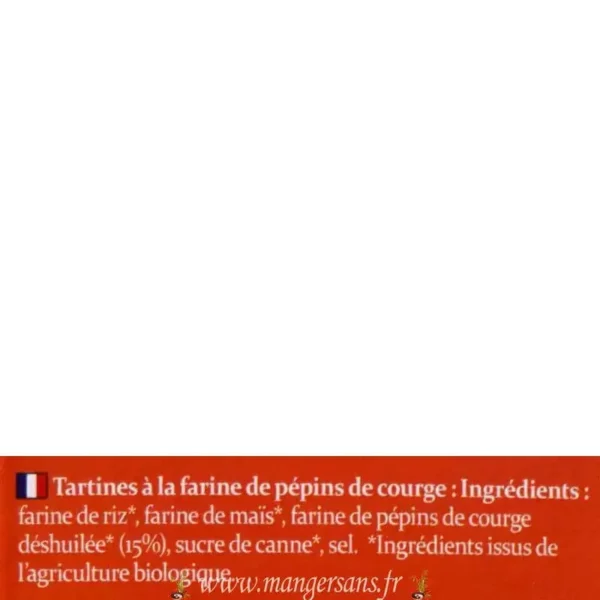 Ingrédients Tartines bio craquantes à la courge (2 x 100 g) Emile Noël